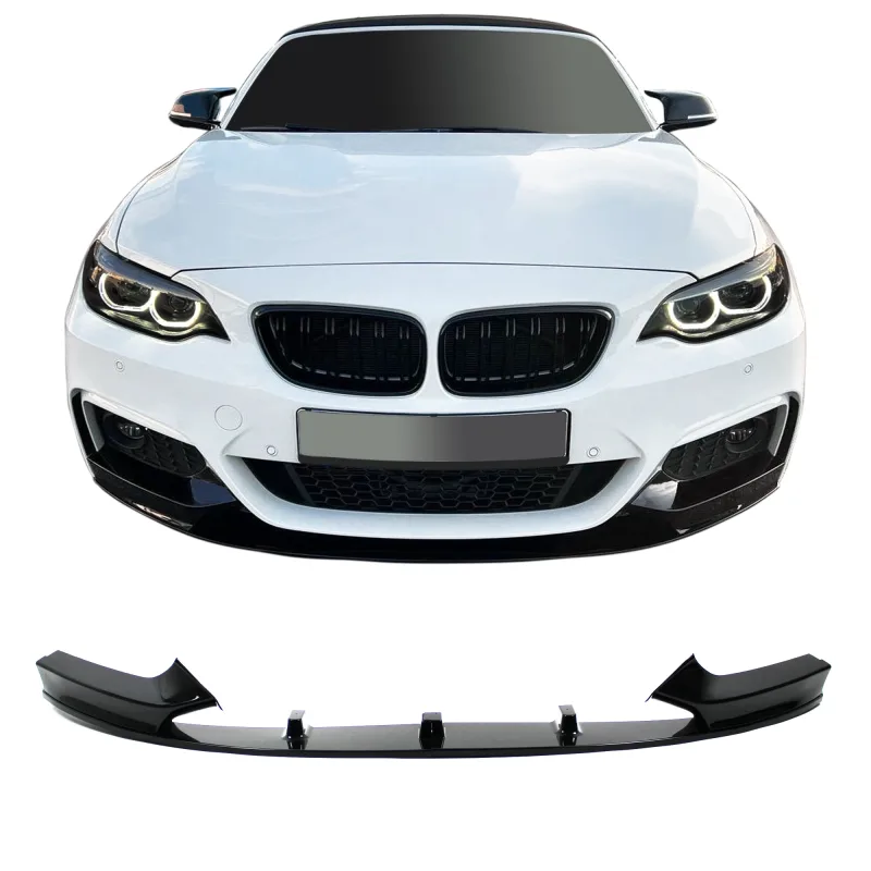 JOM Frontspoiler i Performance-look, 2-delt Sort højglans til BMW 2 serie F22/F2, årgang 2013-2020