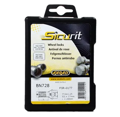 Sicurit låsebolte 14x1,5 - 28 mm - BN728 konisk 60 -17 mm, 4 stk.