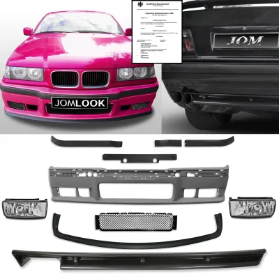 JOM Kofanger kit inkl. klare tågelygter & hækskørte til BMW 3-serie E36 Sedan, Coupé & Cabriolet