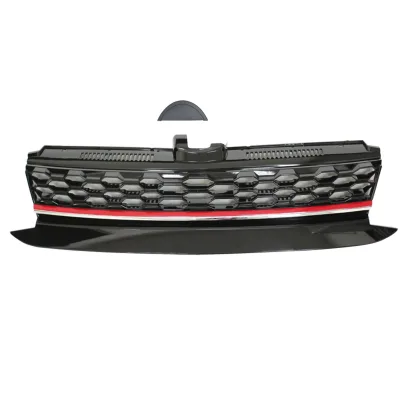 JOM Frontgrill med honeycomb gitter i sort med rød/krom liste til VW Golf 7 årgang 2017-