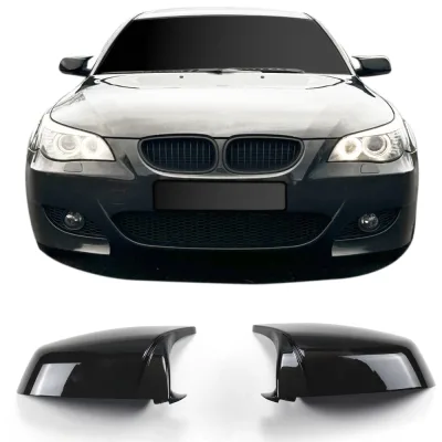 Spejlcover sæt i blank sort til BMW E60/ E61 LCI, 2007-2009