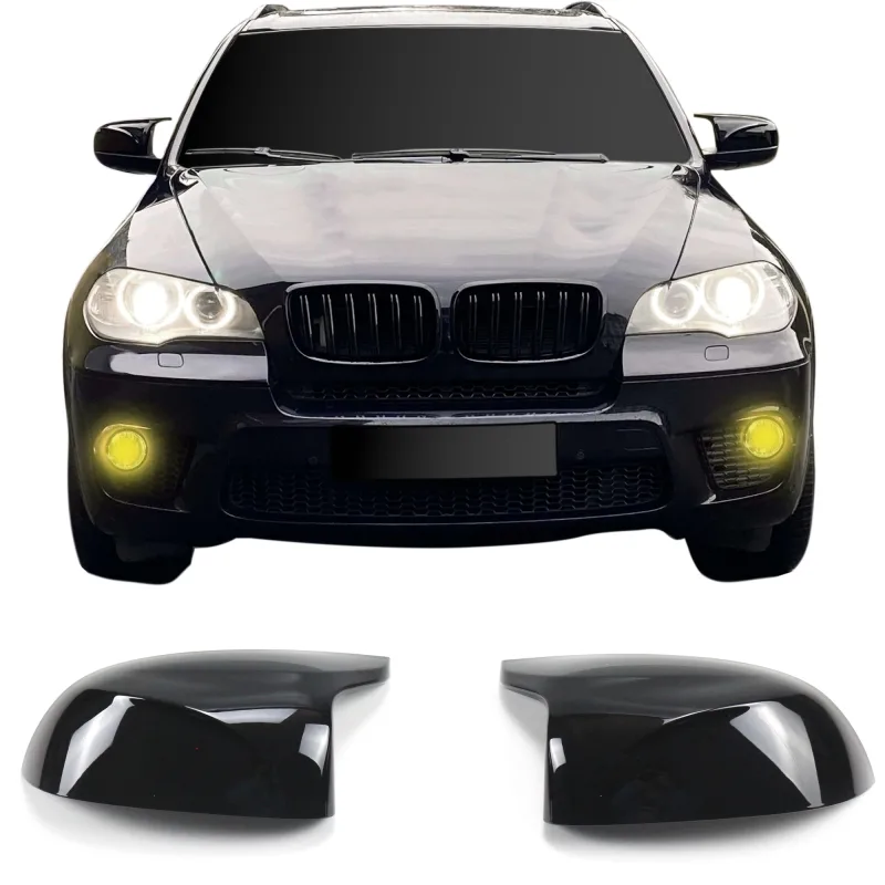 Spejlcover sæt i blank sort til BMW X5 (E70), X6 (E71), 2006-2013