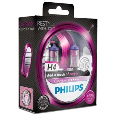 Philips Colorvision Lilla H4 60/55W 12V - Sæt
