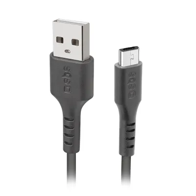 SBS data- og opladningskabel USB 2.0 - Micro USB. 1 meter - Sort