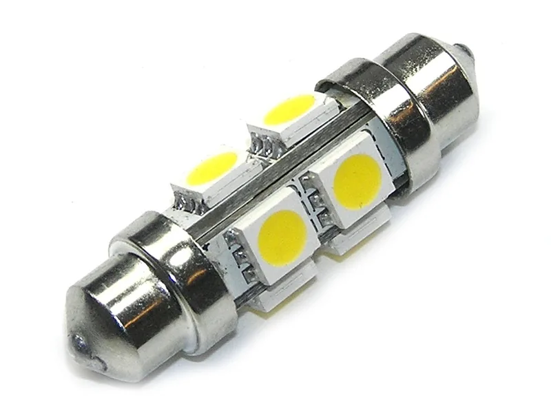 Pinolpære 12~18Vdc 38mm 8 x SMD - Varm hvid - 1 stk.