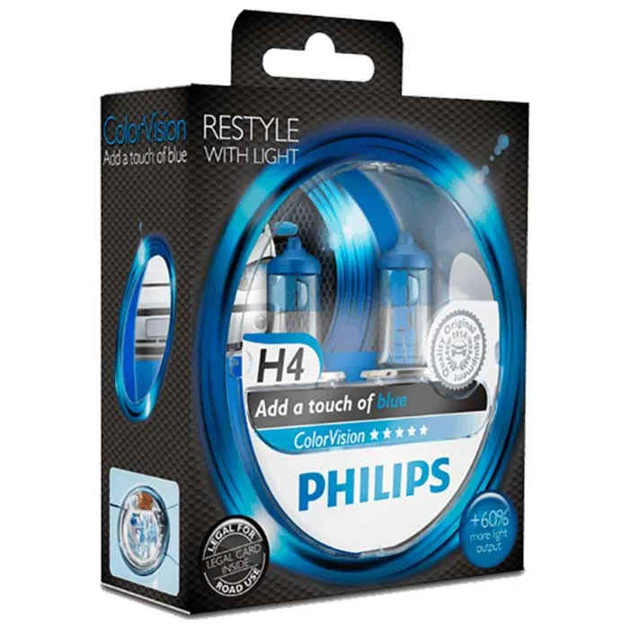 Philips Colorvision Blå H4 60/55W 12V - Sæt