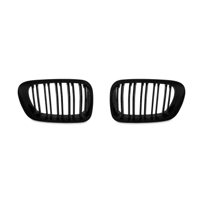 JOM Frontgrill med dobbelt ribbe i blank sort til BMW 3 serie E46 årgang 1999-2003
