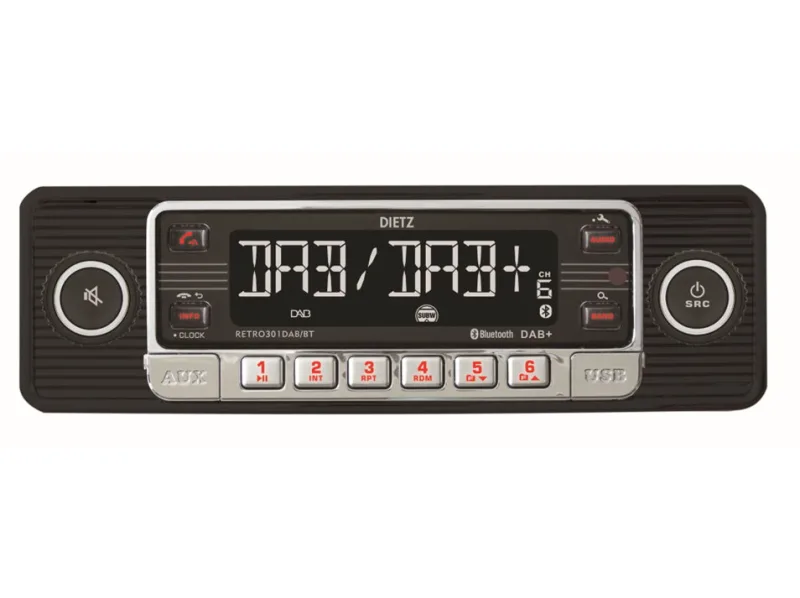 Dietz Retro bilradio med MP3, USB, RDS, AUX, DAB+ & Bluetooth - Sort