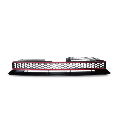 JOM Sports Frontgrill med honey comb gitter i sort med rød liste til VW Golf 6 årgang 2008-